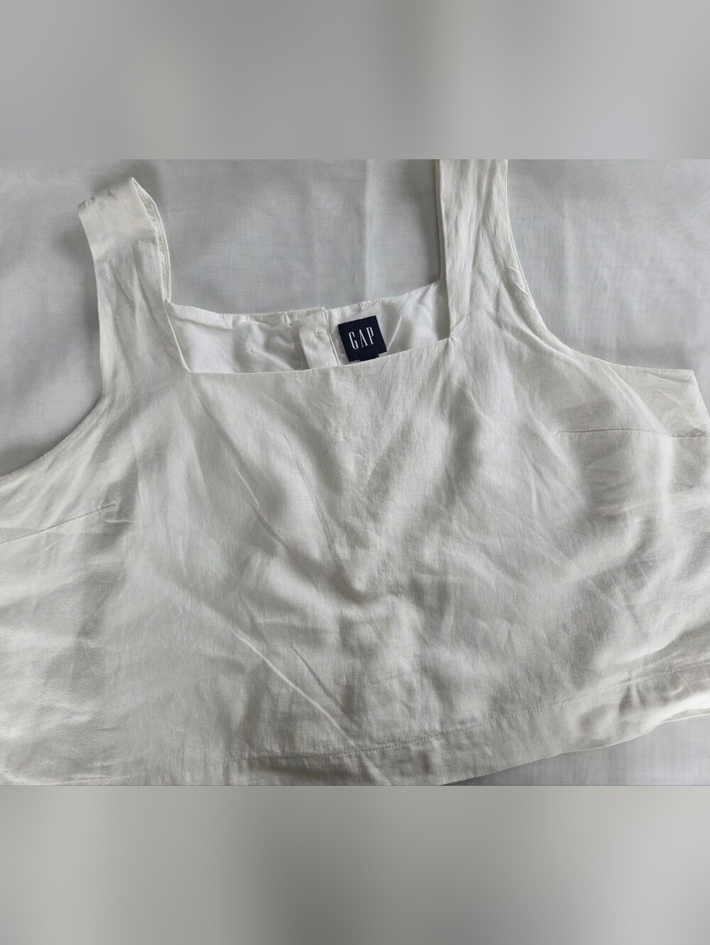 GAP Cream Square-Neck Linen Blend Loose Fitting Tank